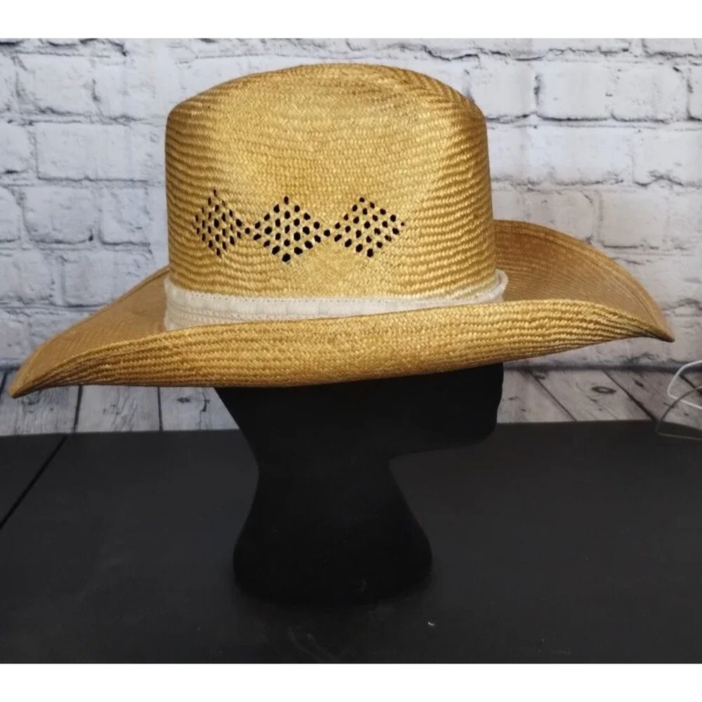 Vintage Eddy Bros Ranchman Straw Cowboy Hat Western Hat Made in USA Size 7 1/8